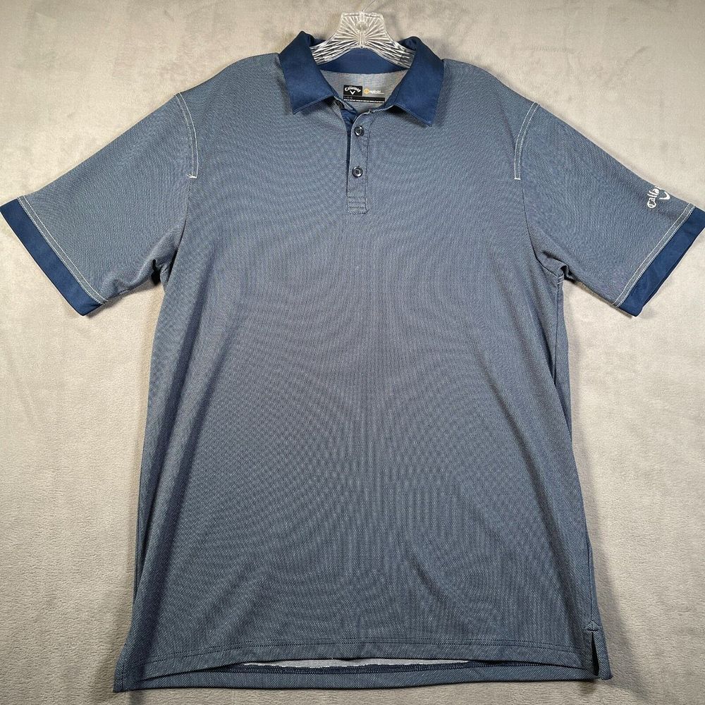 Callaway Golf Polo‎ Shirt Mens Size L Blue Opti-Dri  Performance Short Sleeve